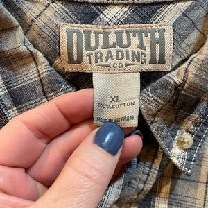 Men’s short sleeve XL Duluth Trading Company, blue plaid shirt